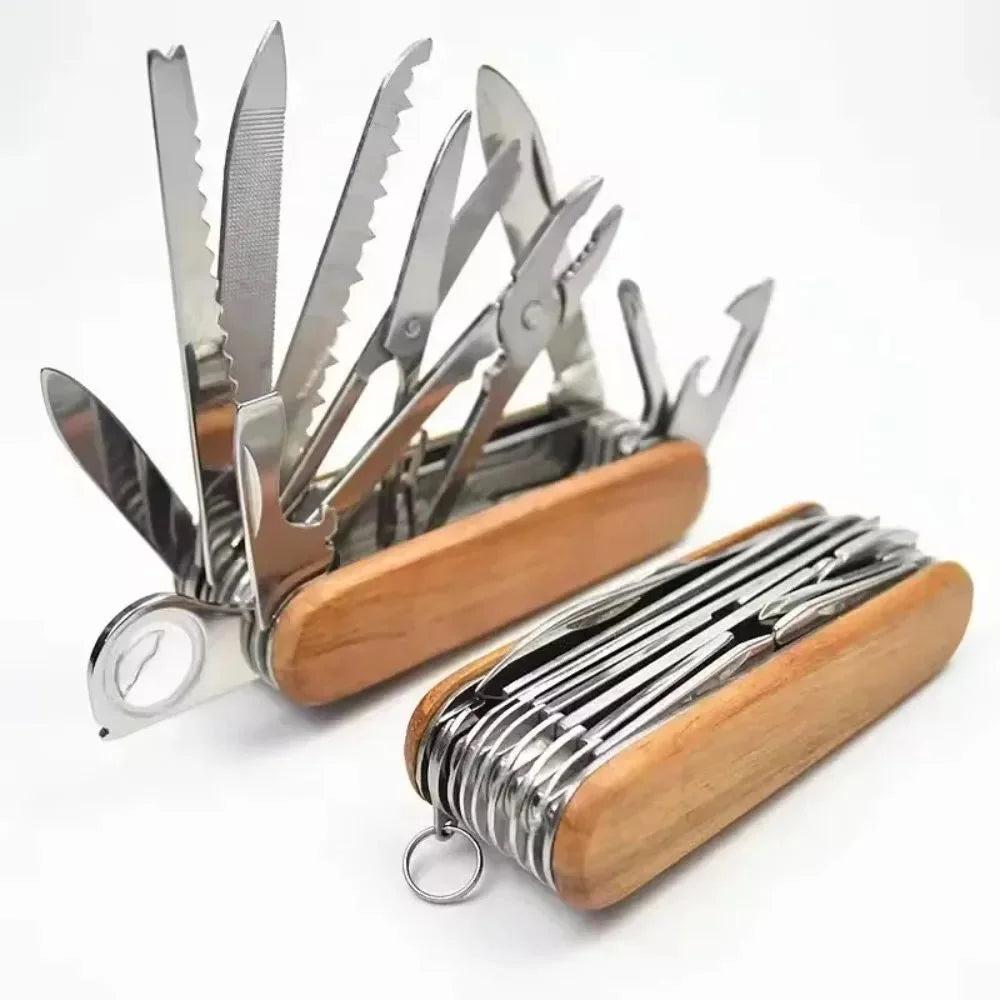 17-in-1 Multi-Tool Pocket Knife – Folding Stainless Steel Pliers Multi-Tool Pocket Knife Axl brown