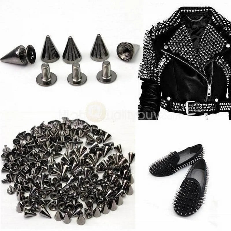 100Pcs Cone Studs & Spikes – Punk DIY Rivets for Leather & Clothes Punk Craft Studs Axl