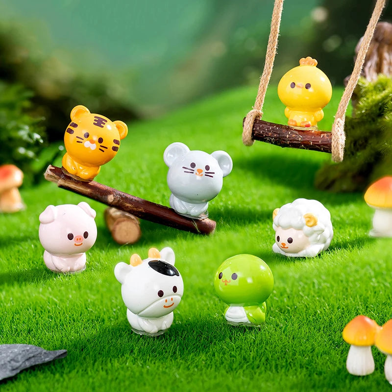 Miniature Chinese Zodiac Figurines – Resin Garden & Desk Decor Miniature Figurine Set Axl