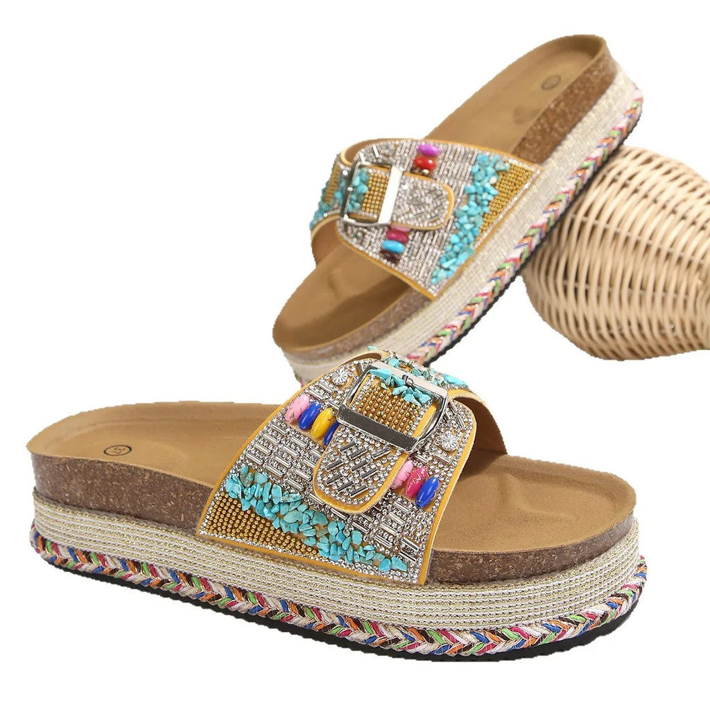 Women's Platform Wedge Thong Sandals – Ethnic Style, Sizes 5–14 Platform Wedge Sandals Axl