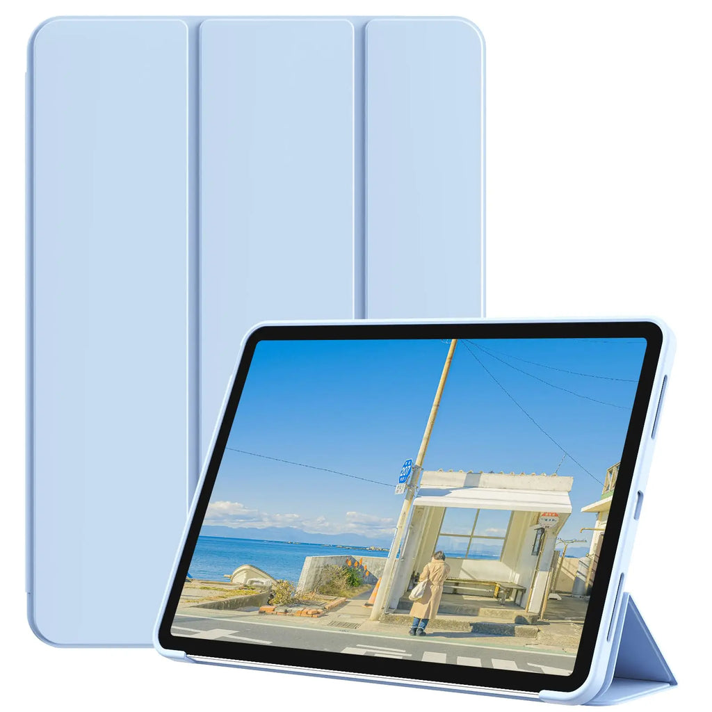 Tri-Fold Silicone Smart iPad Case – Shockproof Magnetic Cover Tablet Folio Case Axl Ice Blue iPad mini 6 7