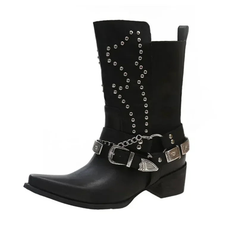 Women's Ankle Boots Riveted Buckle Pointed Toe Wedge | EU 35–50 Women's Ankle Boots Axl