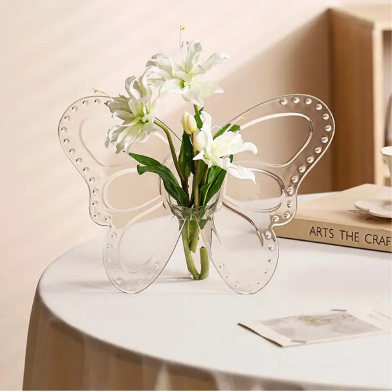 Transparent Acrylic Butterfly Flower Vase | 3D Home Décor Decorative Vase Axl
