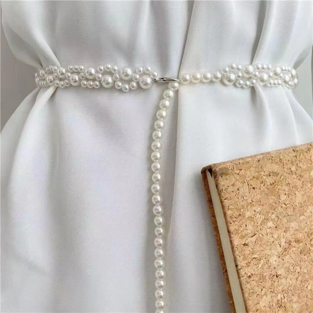 100cm Pearl Waist Chain Belt – Elegant Women's Body Jewelry Pearl Waist Chain Axl 01