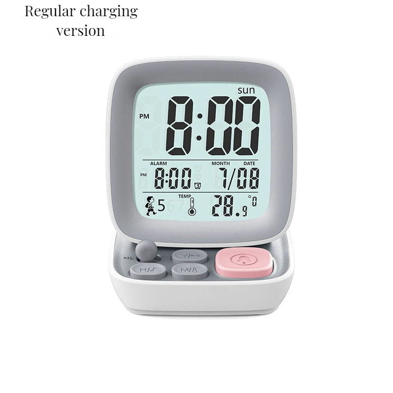 Kids Digital Alarm Clock – USB Charging & Night Light Digital Alarm Clock Axl WHITE