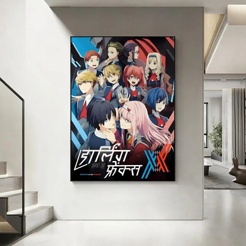 Darling in the Franxx Anime Poster HD Waterproof Wall Art Anime Wall Poster Axl White1 50X70cmNoframe
