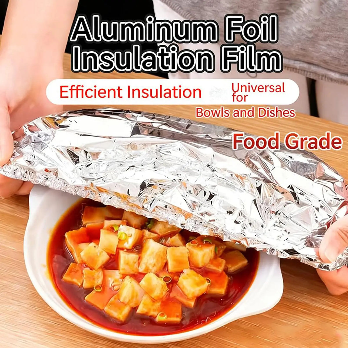 Stretchable Aluminum Foil Food Covers – 50pc Reusable Lids Food Cover Lids Axl