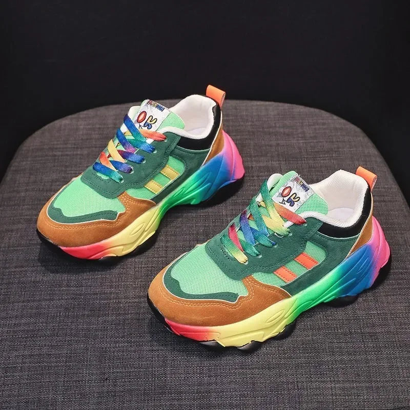 Women's Multicolor Platform Sneakers – Lightweight Mesh Shoes Platform Sneakers Axl green 36