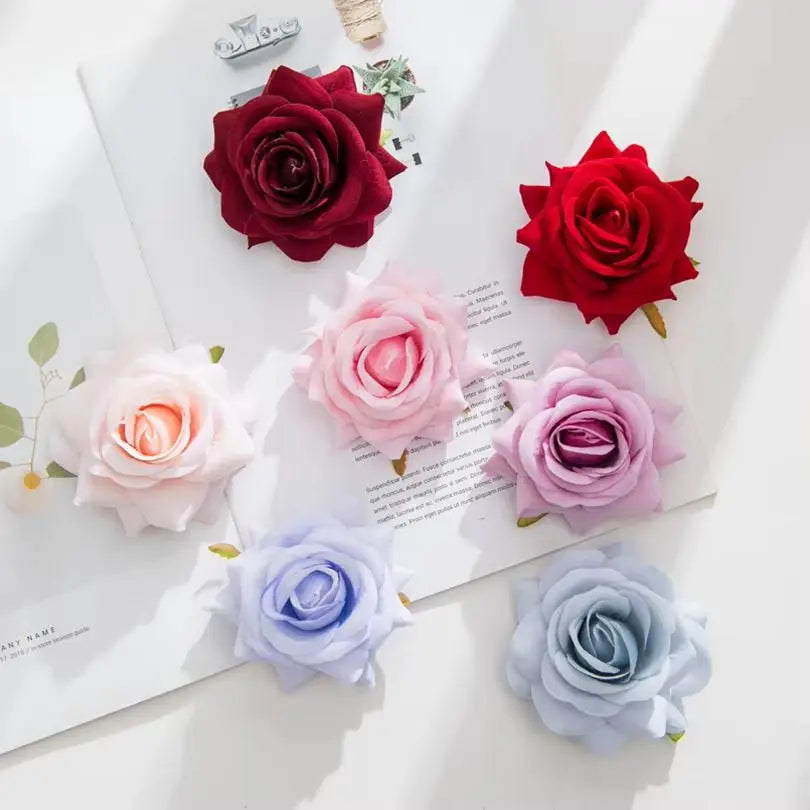 Silk Artificial Rose Flower Heads 5/10 PCS – Wedding & Home Decor Artificial Silk Flowers Axl