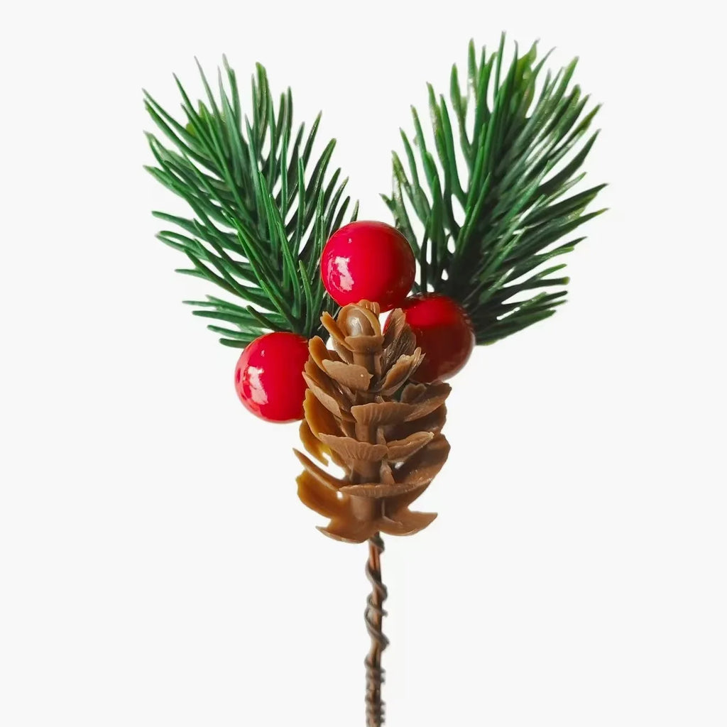 30-Pc Artificial Pine Cones & Red Berries Holiday Decor Set Holiday Decoration Set Axl