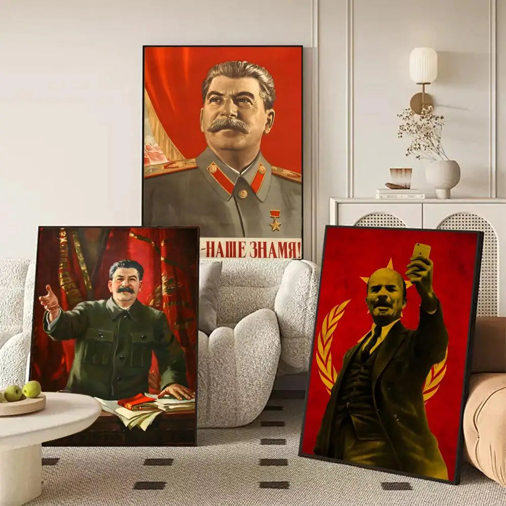 Lenin & Stalin Self-Adhesive Art Poster – Modern Wall Decor Wall Art Poster Axl
