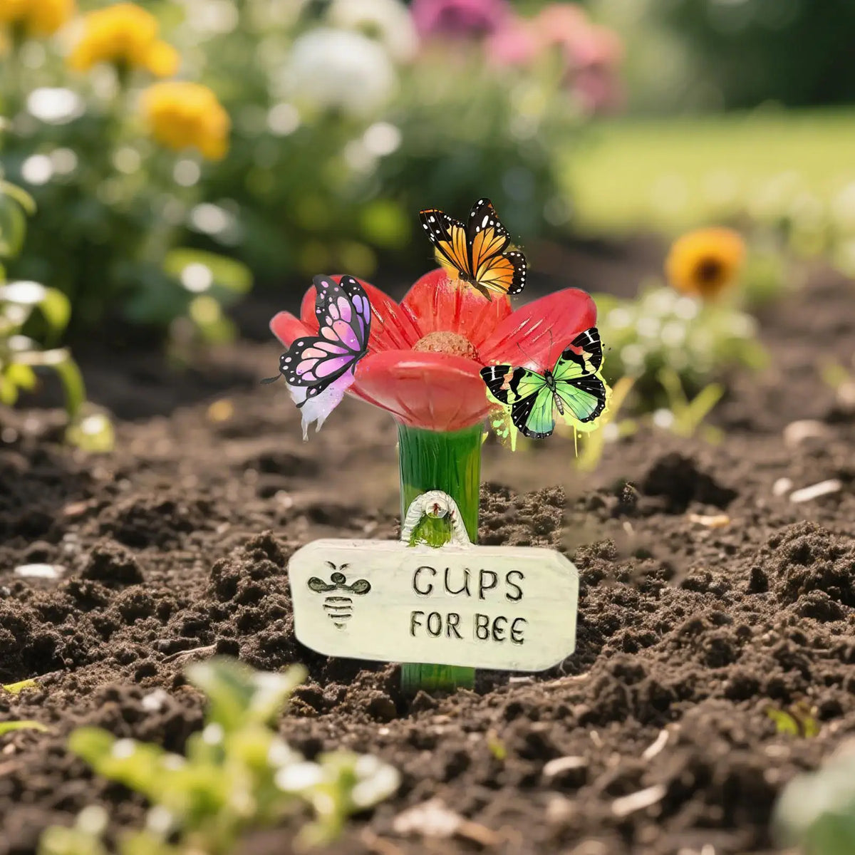 Butterfly & Bee Watering Station – Flower Garden Cup Garden Watering Station Axl