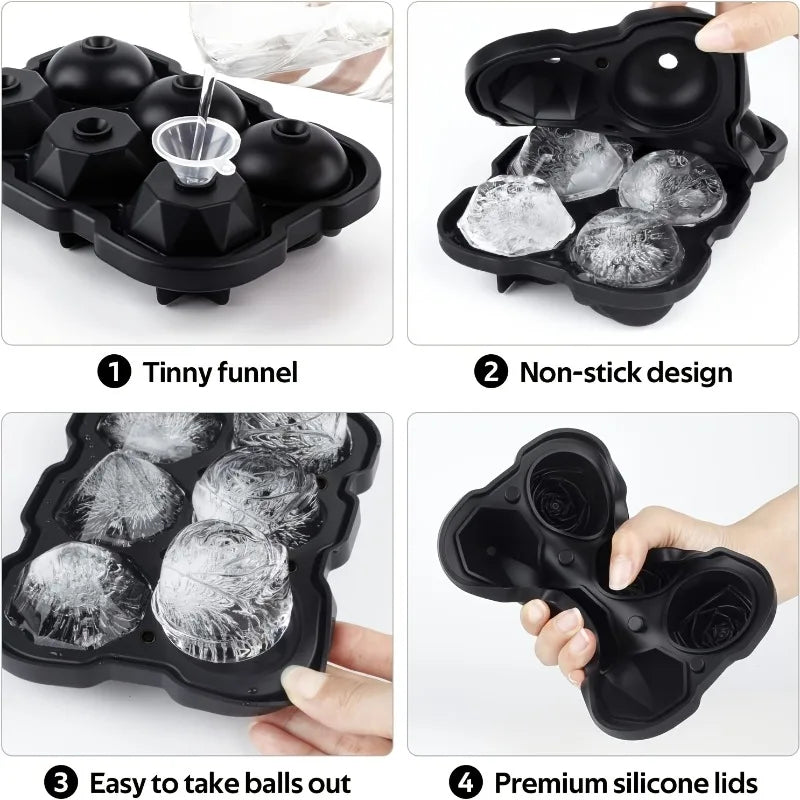 KEMORELA Diamond Rose Silicone Ice Cube Tray Mold | Bar & Home Silicone Ice Cube Tray Axl