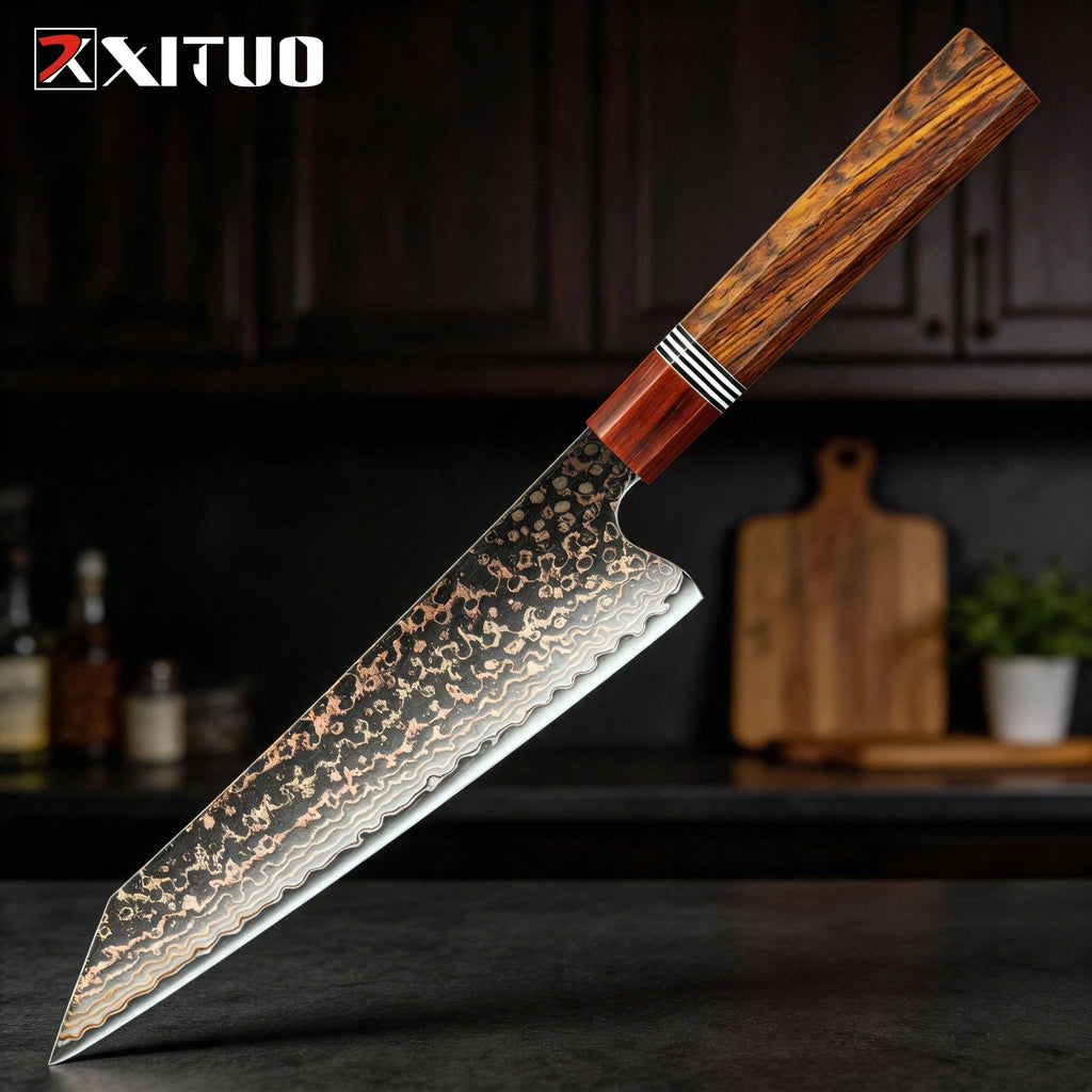 XITUO Damascus Kitchen Knife Set | Rosewood Handle 1–3 PCS Damascus Knife Set Axl Kiritssuke Knife