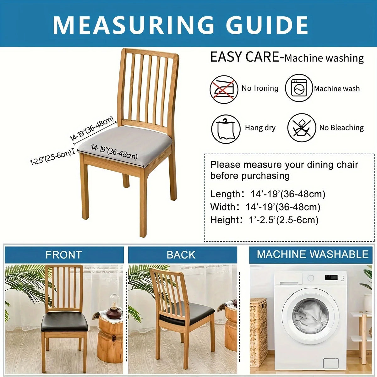 PVC Dining Chair Seat Covers – Detachable & Waterproof Dining Chair Covers Axl