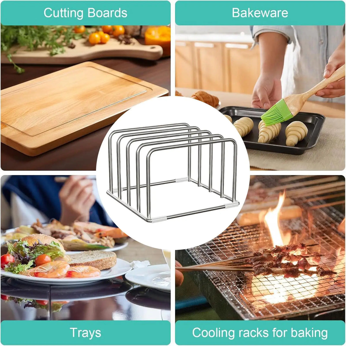 Stainless Steel Cutting Board Holder Stand | Space-Saving Kitchen Board Organizer Axl