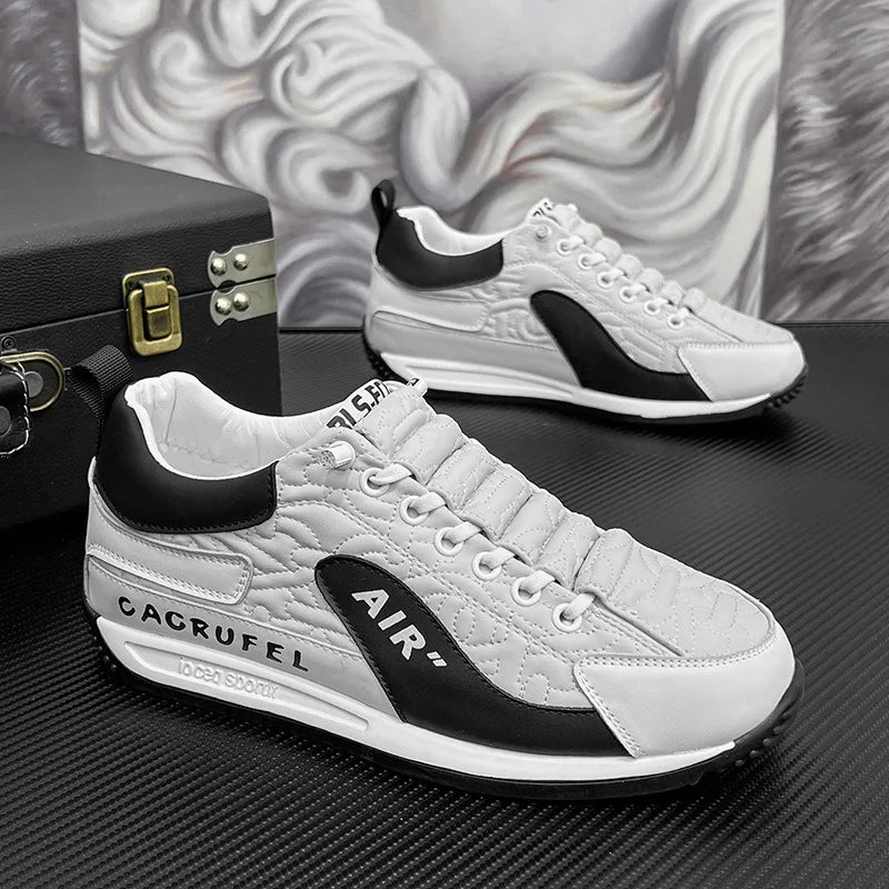 Men's Thick Sole Vulcanized Sneakers – Breathable Casual Shoes Casual Sneakers Axl White Black 44