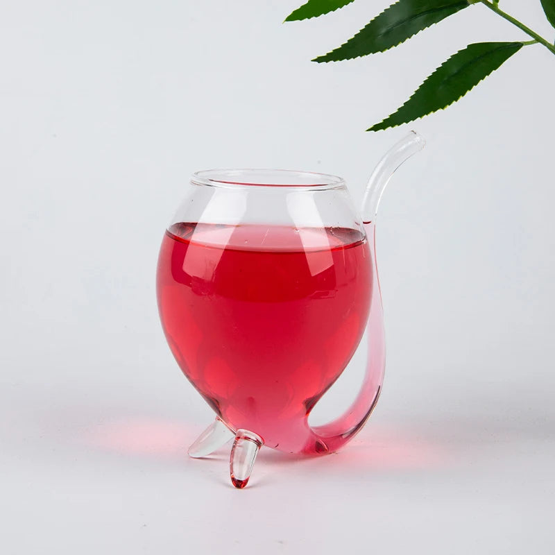 Creative Wine Glass with Built-In Straw | Borosilicate Cup Novelty Wine Glass Axl B