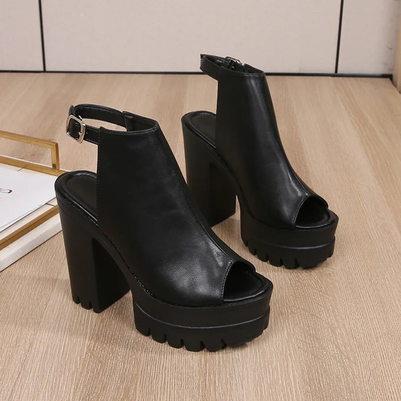 Women's Waterproof High Heel Sandals – Square Block Heel High Heel Sandals Axl