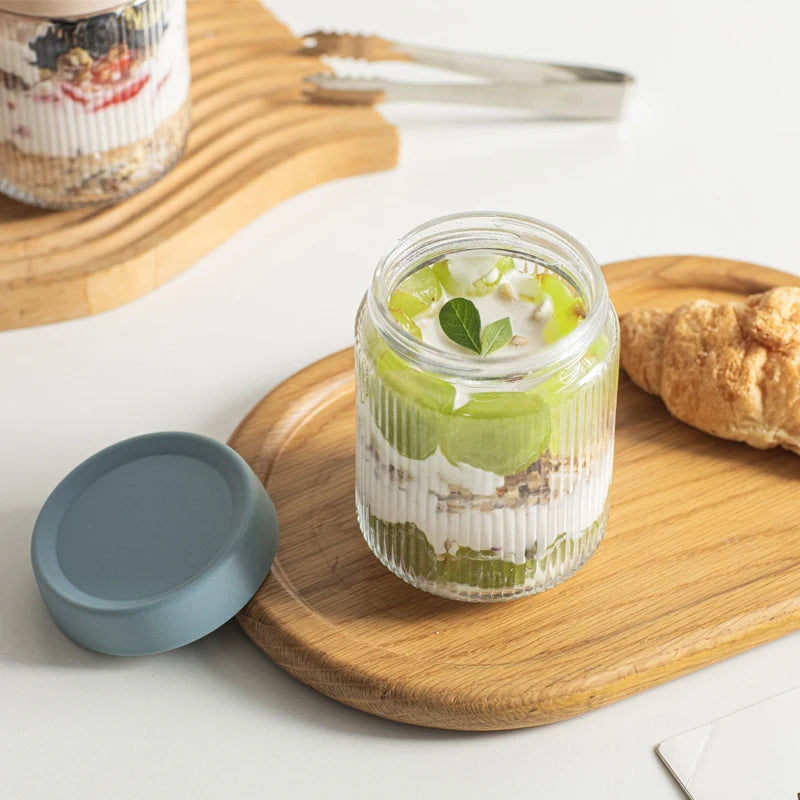 Airtight Glass Food Storage Jar – Leakproof Striped Canister Glass Storage Jar Axl
