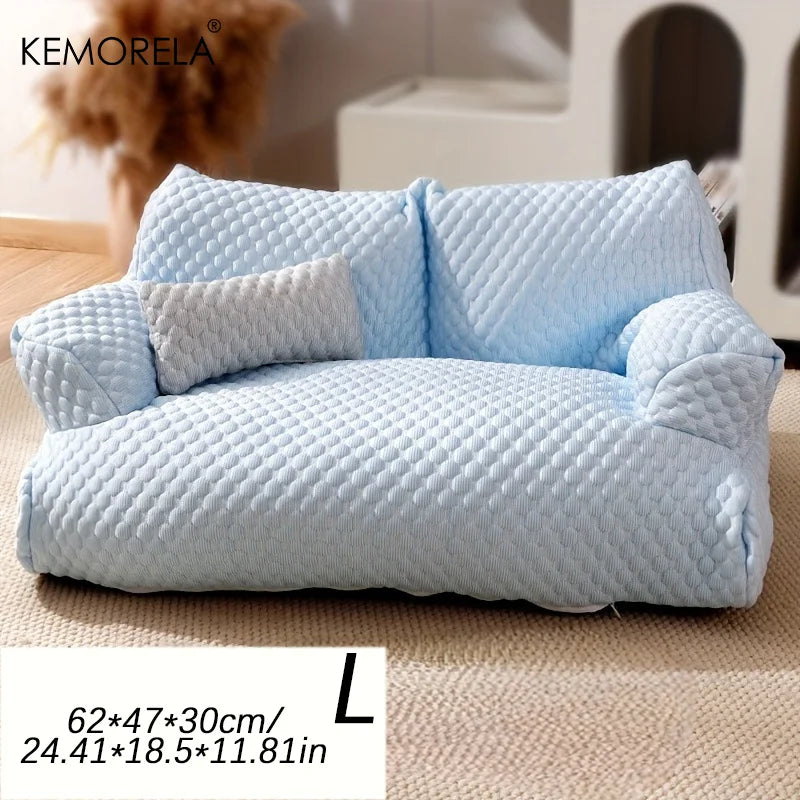 KEMORELA Washable All-Season Pet Sofa Bed – Dogs & Cats Pet Sofa Bed Axl Blue L