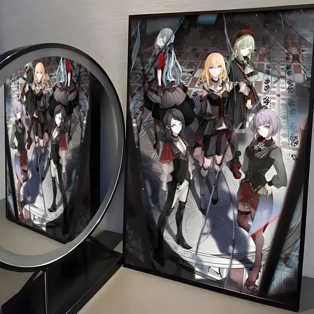 BanG Dream Ave Mujica Anime Poster Self-Adhesive Wall Sticker Anime Wall Sticker Axl Black11 50X70cmNoframe