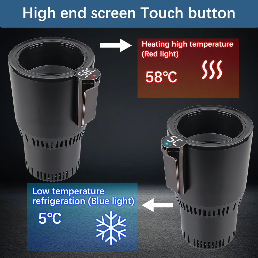 DC 12V Car Cup Holder Warmer & Cooler | Smart Temp Display Car Cup Warmer Cooler Axl