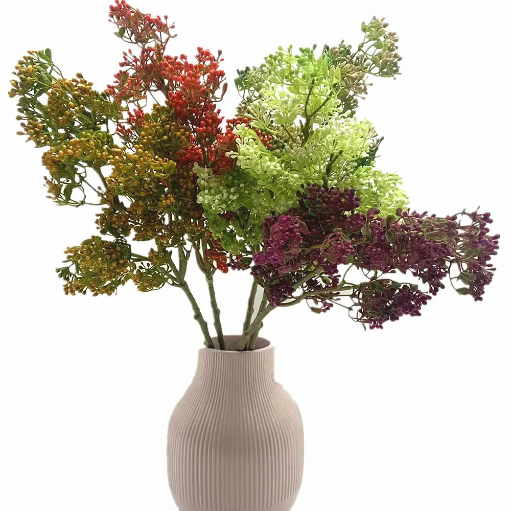 Faux Milan Berry Branch Stem – 3 Forks Artificial Flower Artificial Floral Stem Axl