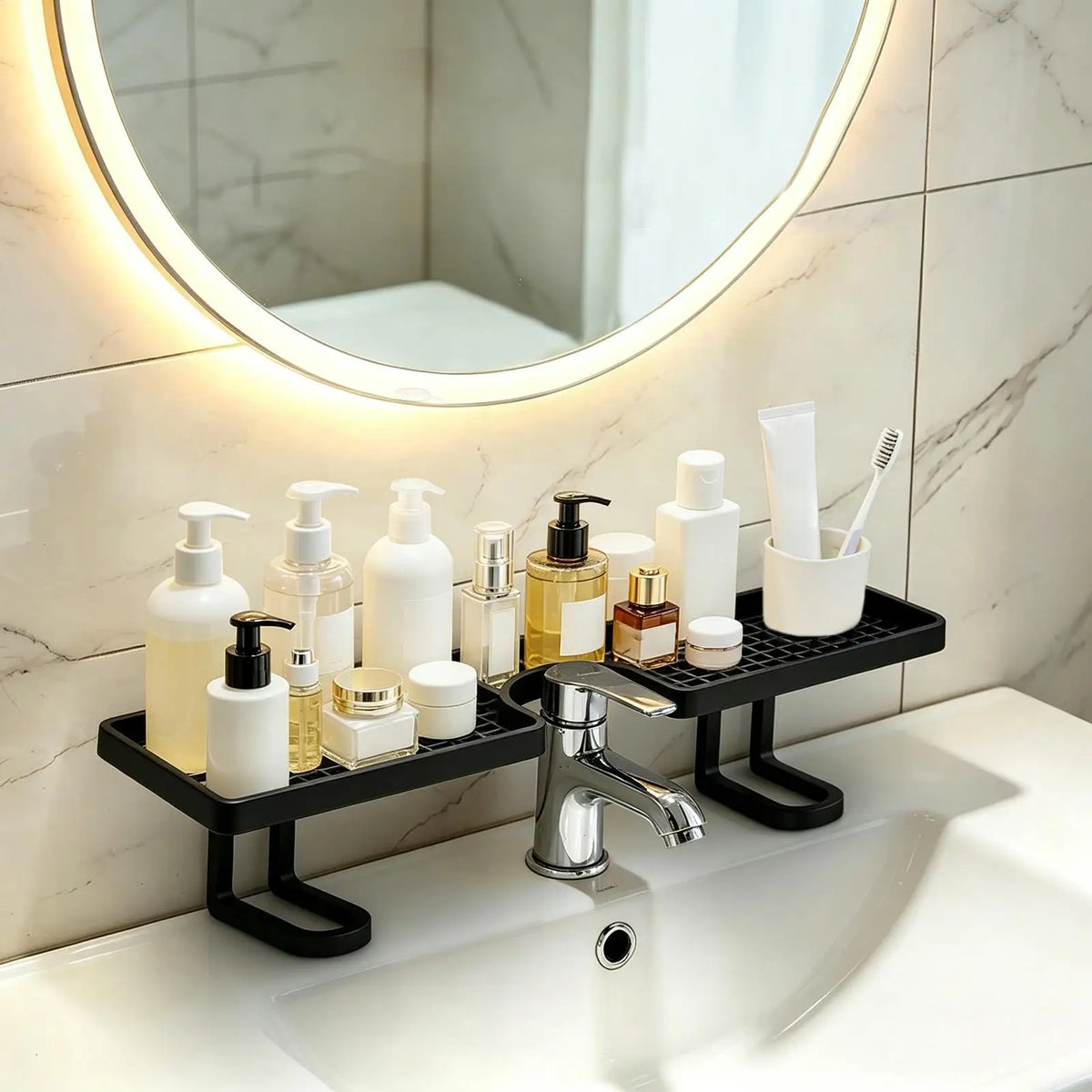 Over Sink Shelf No-Drill U-Shape Bathroom Storage Rack Bathroom Sink Shelf Axl