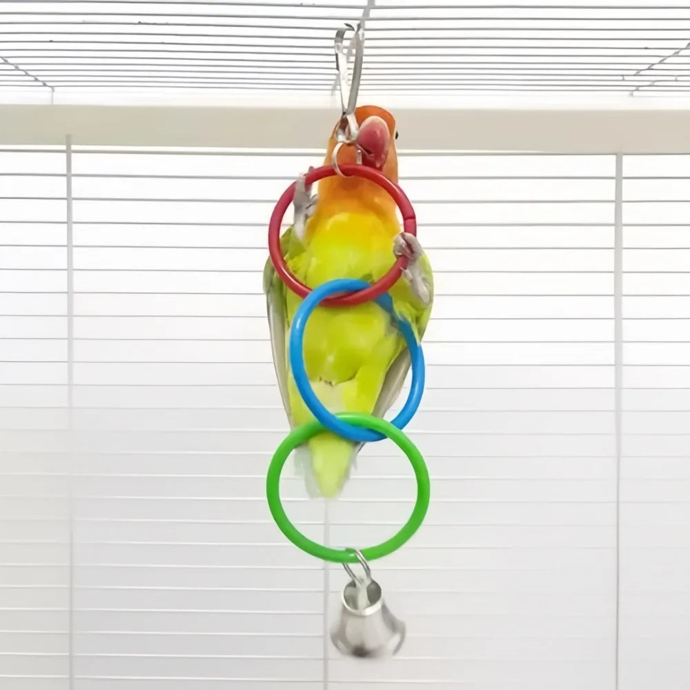 Colorful Hanging Ring Toy for Birds – Cage Swing & Climb Bird Cage Toy Axl