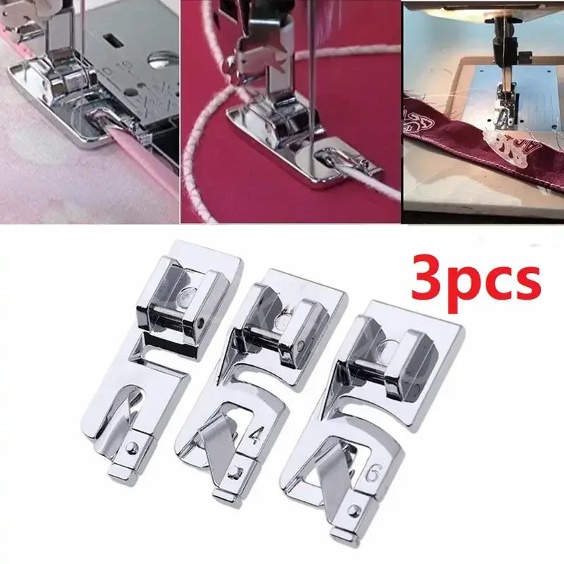 3mm 4mm 6mm Rolled Hem Presser Foot Set for Sewing Machines Presser Foot Set Axl