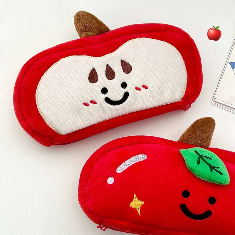 Cute Apple Plush Pencil Case – Embroidered Stationery Organizer Plush Pencil Case Axl
