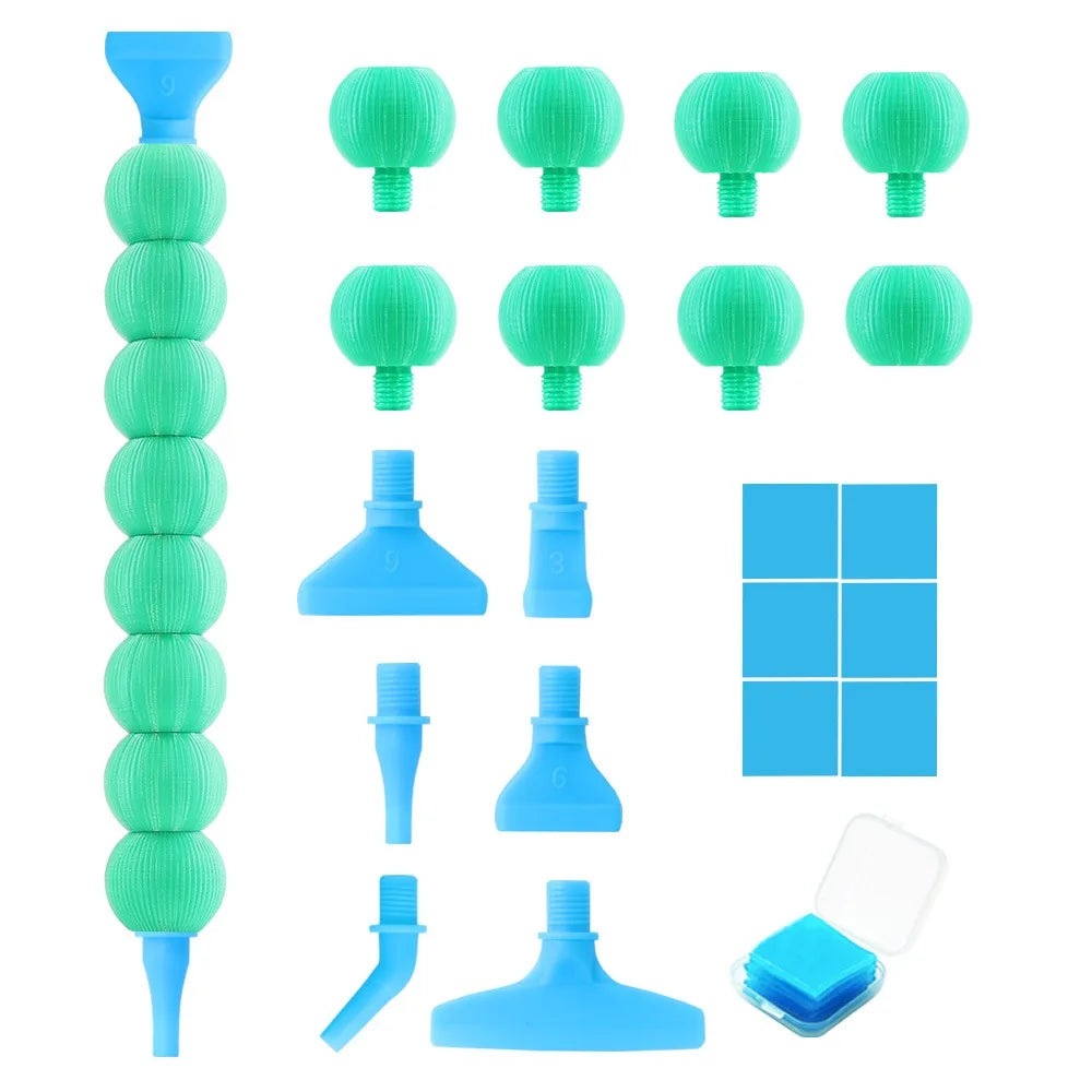 5D Diamond Painting Pen Kit – 12 Pen Tips & Clay Included Diamond Painting Tool Axl Green-6Tips