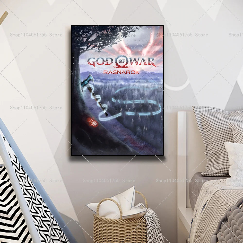 God of War Ragnarok Wall Poster | Self-Adhesive Waterproof Sticker Wall Art Poster Axl