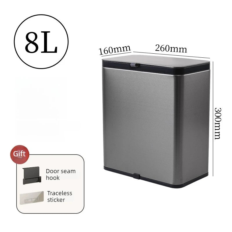 Wall Mounted Stainless Steel Trash Can with Lid – 8L Wall Mounted Trash Can Axl 8L-Gray