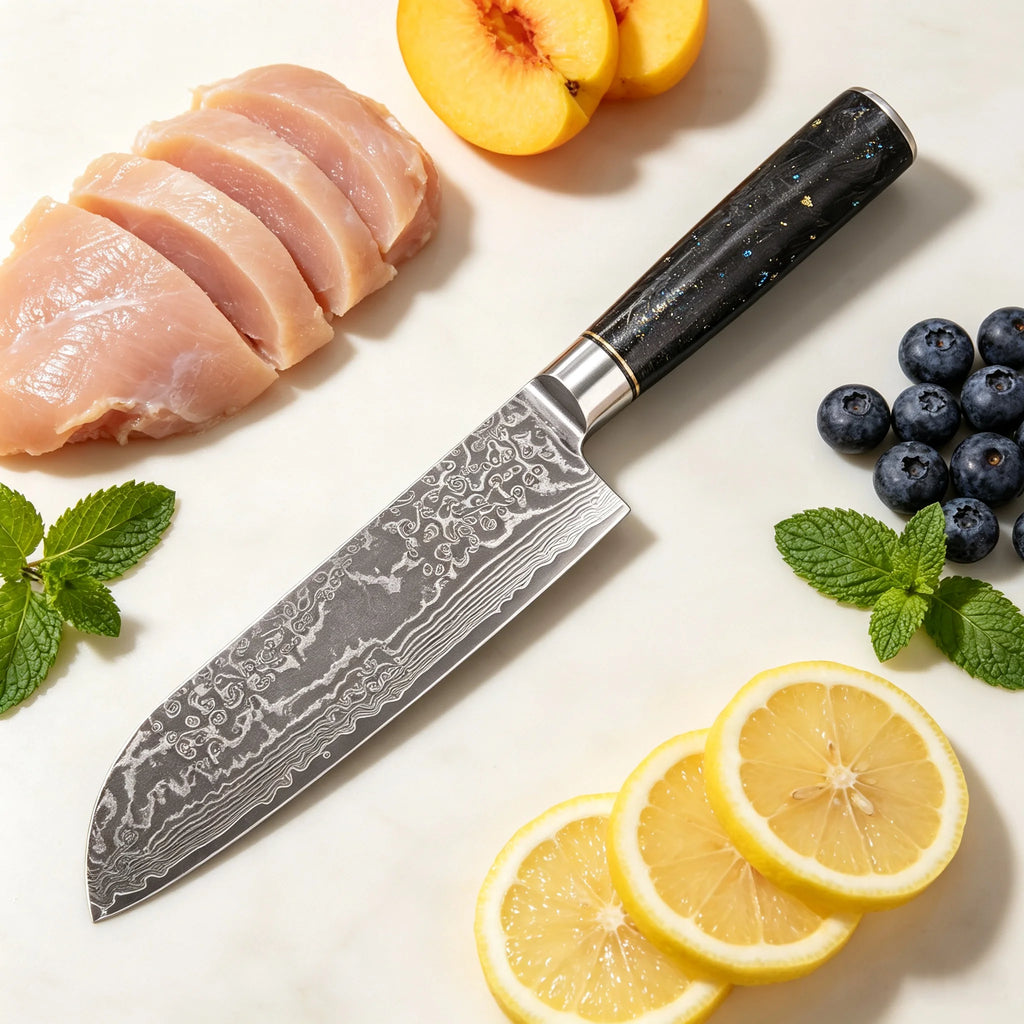 67-Layer Damascus Steel Santoku Knife – Sharp Chef Kitchen Knife Damascus Santoku Knife Axl