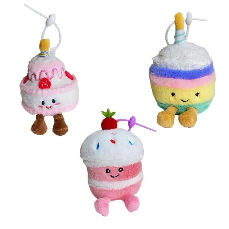 Kawaii Cake Plush Keychain – Cute Birthday Dessert Pendant Plush Keychain Charm Axl
