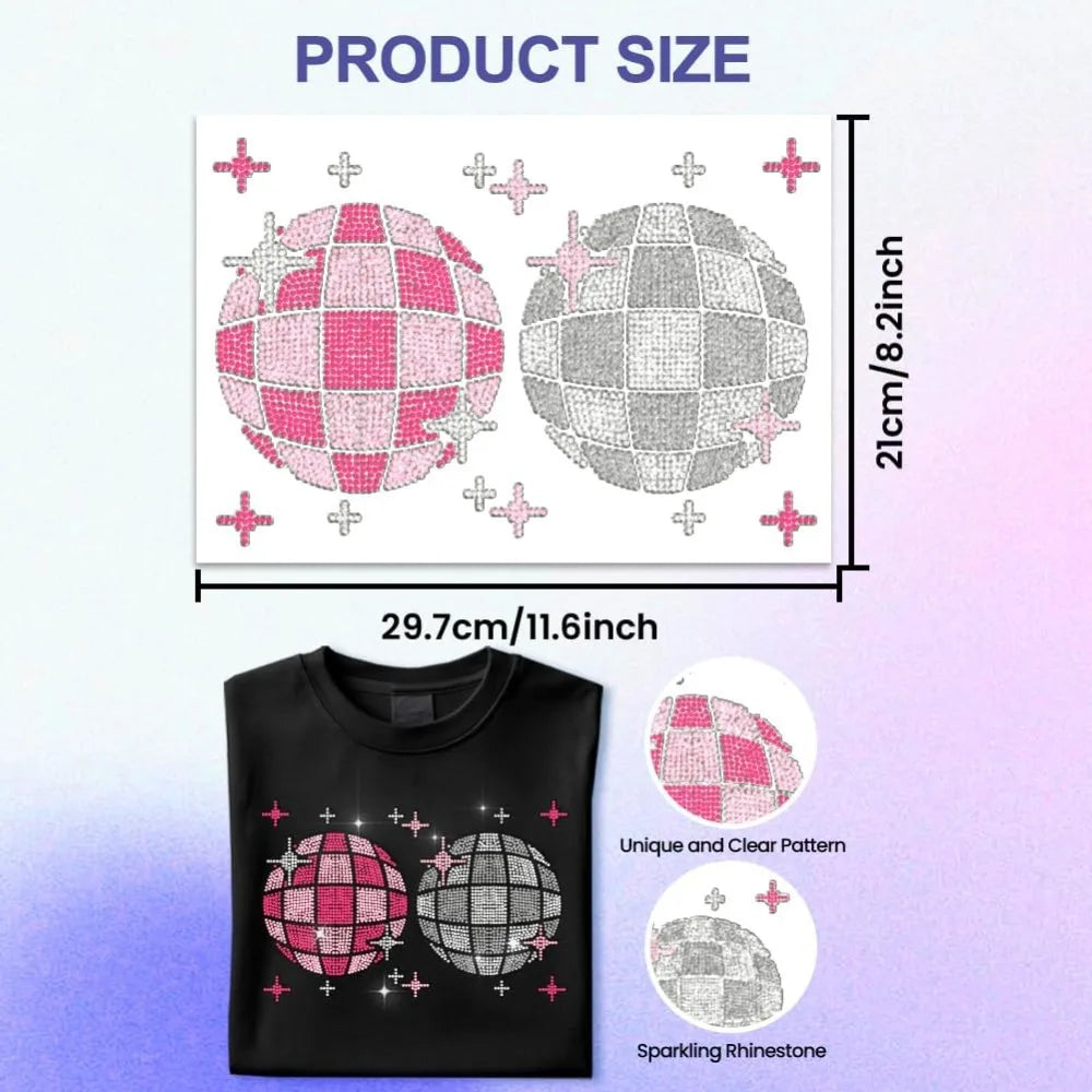 Glass Rhinestone Iron-On Appliqué Disco Ball Sheet 29.7x21cm Iron-On Appliqué Axl