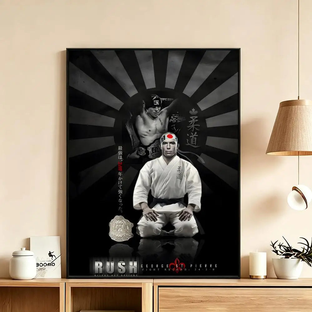 Georges St-Pierre HD Wall Poster – Waterproof Sticky Art Decor Wall Art Poster Axl White7 15X20cmNoframe