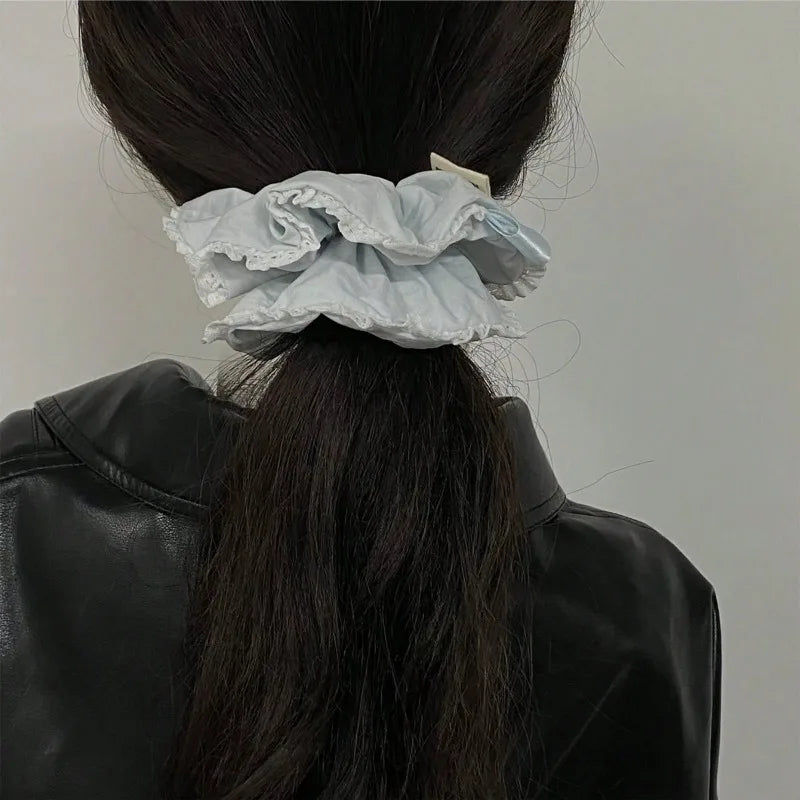 Women's Light Blue Soft Hair Scrunchie | Korean Style Hair Tie Hair Scrunchie Axl