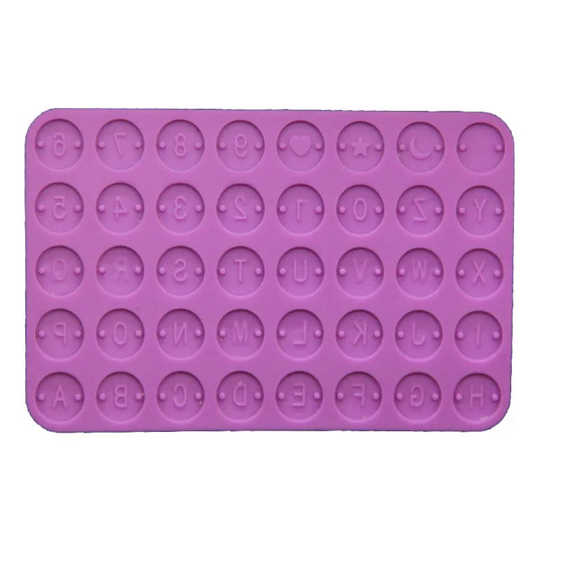 Alphabet & Number Round Disc Silicone Mold for Resin Jewelry Resin Craft Mold Axl Double-Hole