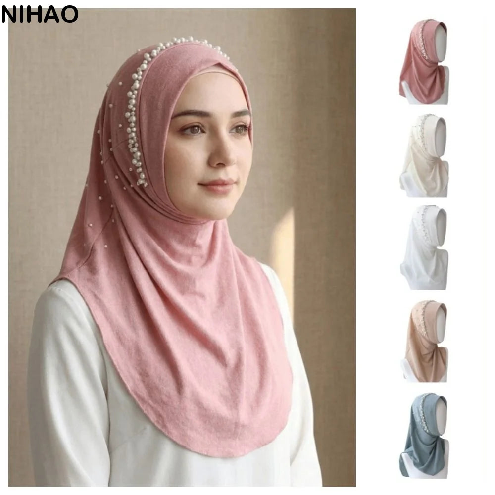 Beaded Pull-On Hijab – Breathable Sun Protection Headscarf Hijab Headscarf Axl