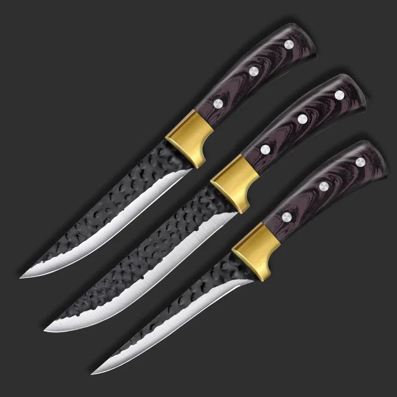PLYS Stainless Steel Boning Knife Set – Sharp Chef Butcher Blade Boning Knife Set Axl 3pcs