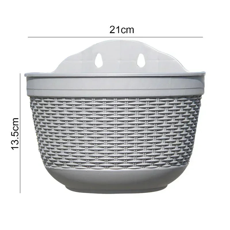 Wall-Mounted Rattan Semicircle Hanging Flower Basket Planter Hanging Wall Planter Axl