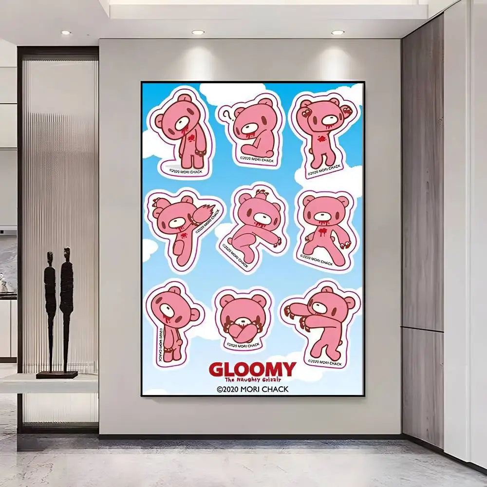 Gloomy Bear Cartoon Poster – Self-Adhesive Waterproof Wall Art Wall Art Poster Axl z15 50X70cmNoframe