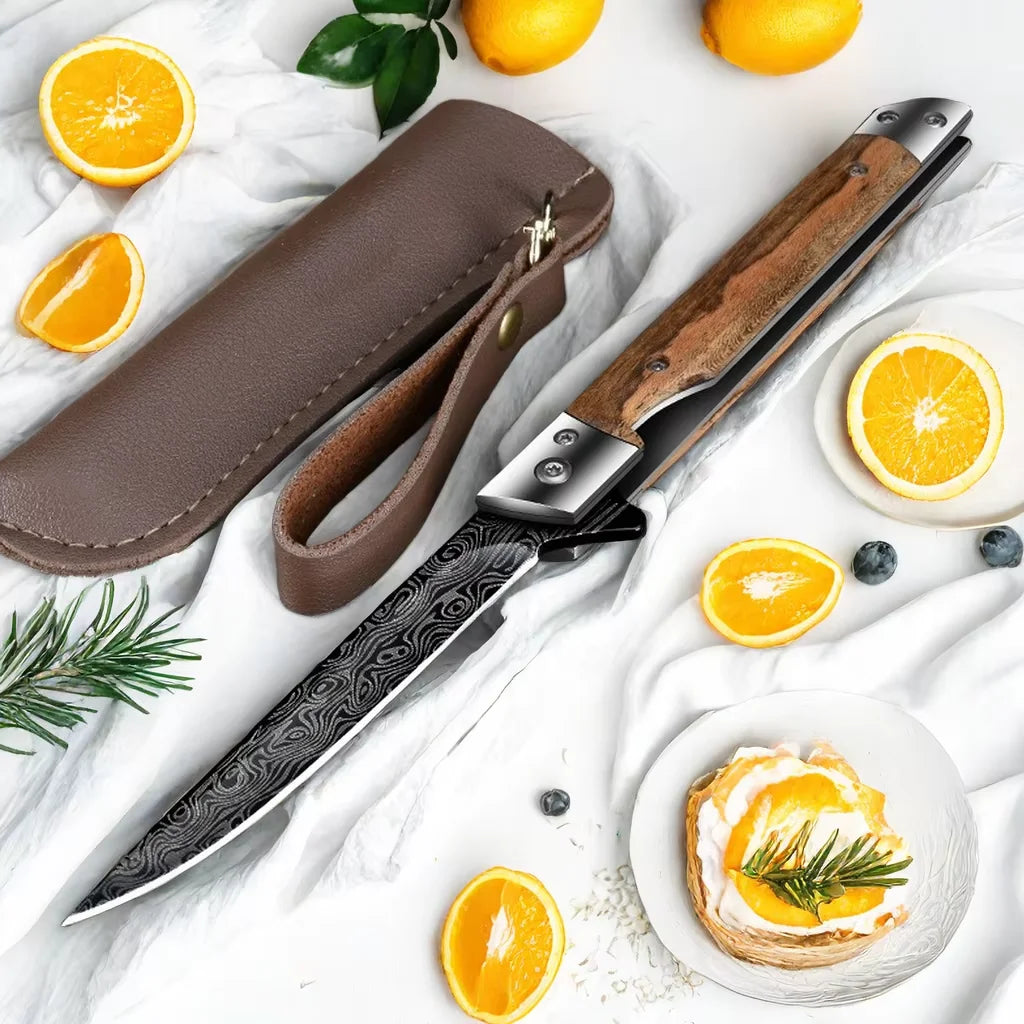 4-Piece Paring Knife Set – Damascus Steel & Wood Handle Paring Knife Set Axl
