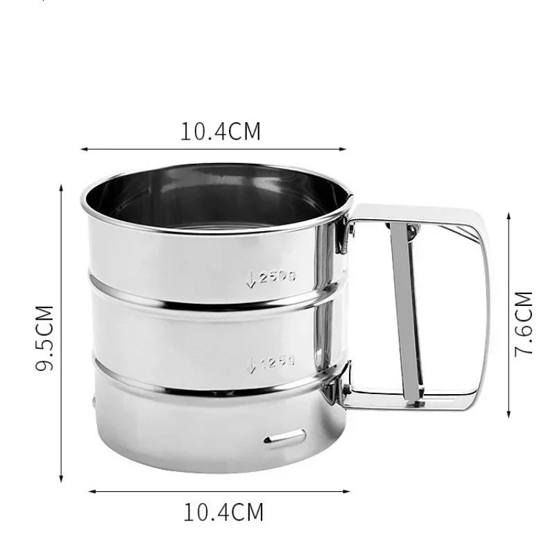 Stainless Steel Flour Sifter & Sieve – Handheld Baking Shaker Flour Sifter Axl silver
