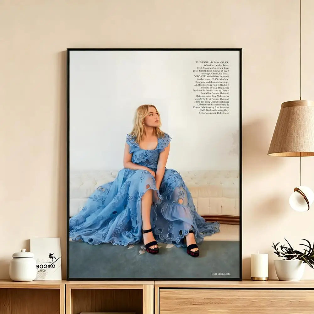Florence Pugh HD Poster – Waterproof Sticky Wall Art Decor Wall Art Poster Axl White4 40X50cmNoframe
