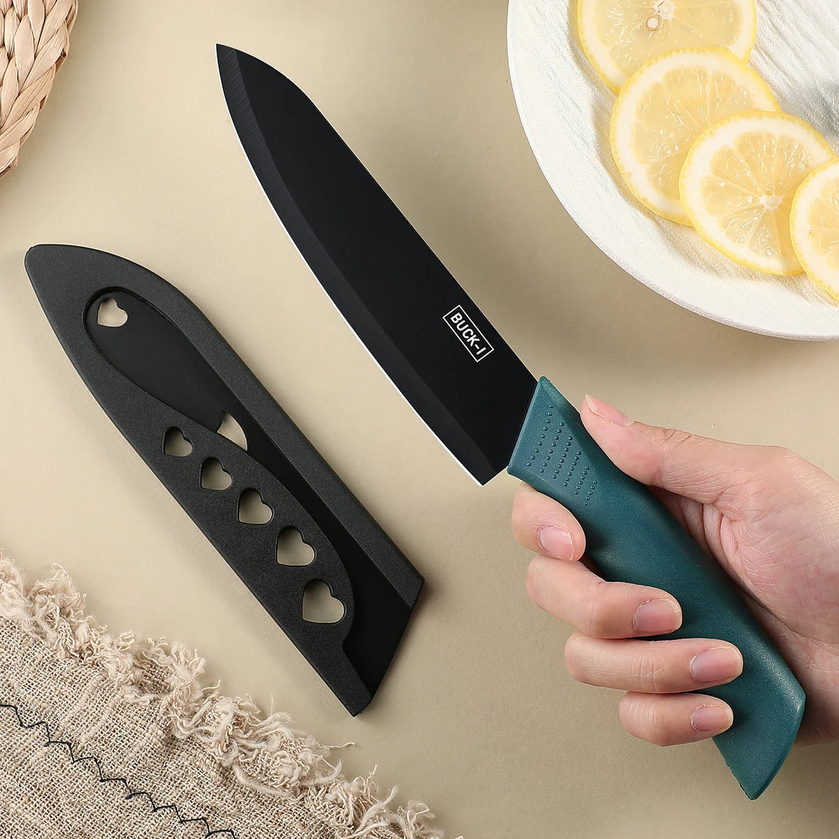 SHENJIU 3-Piece Kitchen Knife Set with Covers | Chef & Utility Kitchen Knife Set Axl 1pcsB