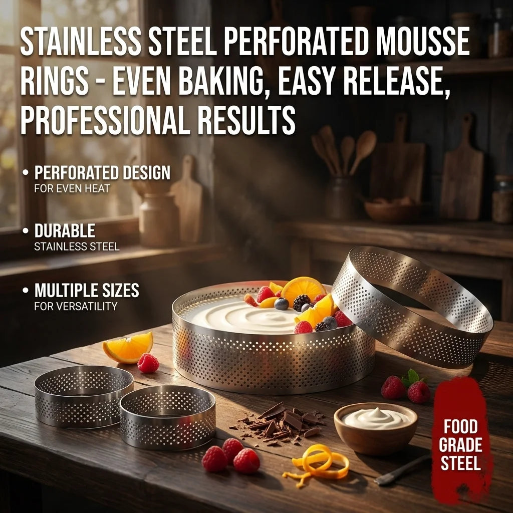 Perforated Mousse Cake Ring – Food-Grade Stainless Steel Mold Cake Ring Mold Axl